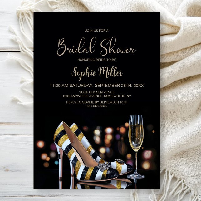 Invitación Stylish Striped High Heel Shoes Bridal Shower (Subido por el creador)