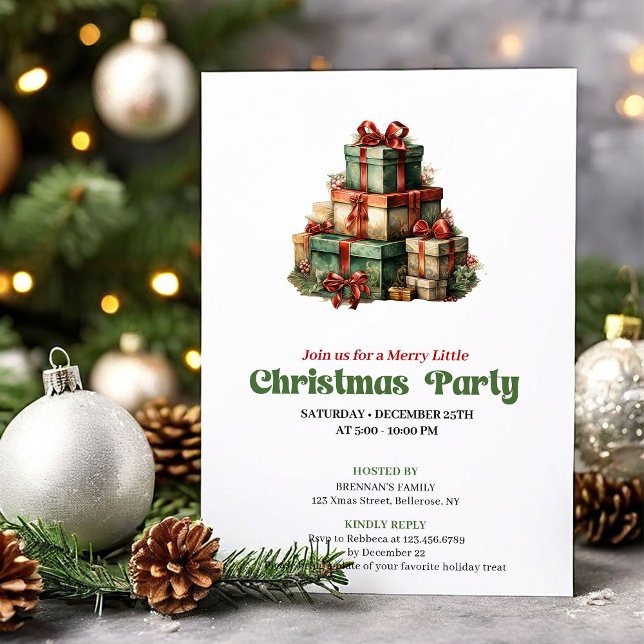 Invitación Stylish Victorian Christmas gifts party invite (Stylish Victorian Christmas angel party invite

)