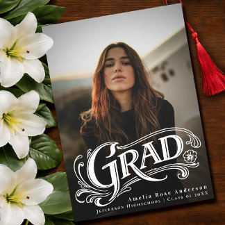 Invitación Stylish Vintage Grad Photo Announcement Card 