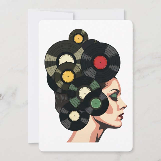Invitación Stylized Retro Vinyl Record Poster Art (Anverso)
