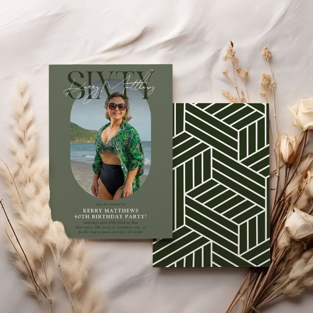 Invitación Stylsih Oval Photo & Signature 60 cumpleaños (Subido por el creador)