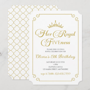 Invitación Su Alteza Real Quinto Cumpleaños Princesa Dorada 5