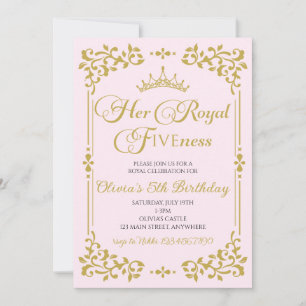 Invitación Su Alteza Real Quinto Cumpleaños Princesa Dorada 5
