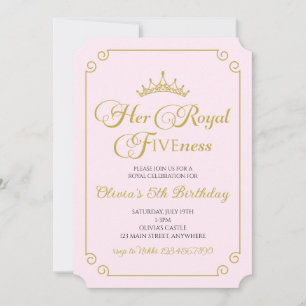 Invitación Su Alteza Real Quinto Cumpleaños Princesa Dorada 5