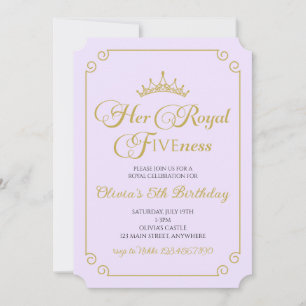 Invitación Su Alteza Real Quinto Cumpleaños Princesa Dorada 5