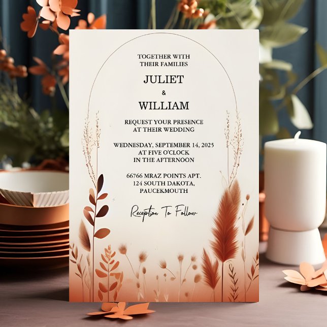 Invitación Su Boda de boho rústico del desierto Otumn Ombre B (Subido por el creador)