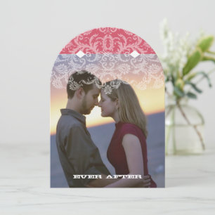 Invitación Su Boda de encaje rosa y marfil-vintage