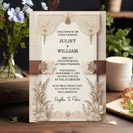 Invitación Su Boda de papel de tela satinada de terciopelo de