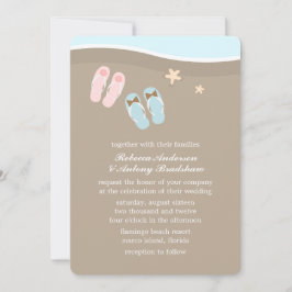 Invitación Su boda de playa con sus sandalias