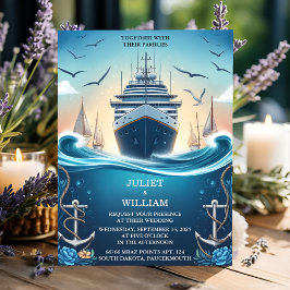 Invitación Su Boda Náutico Azul de la Marina de Barco de Knot