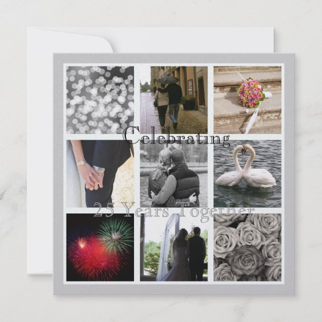 Invitación Su Collage de fotos elegante aniversario (Anverso)