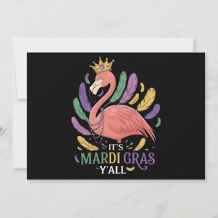 Invitación Su disfraz de Mardi Gras Y'all Flamingo