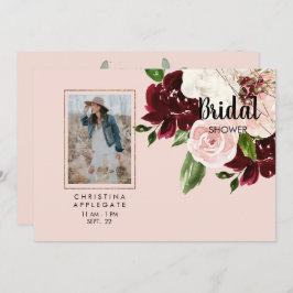 Invitación Su ducha de novia floral fotográfica en Rubor