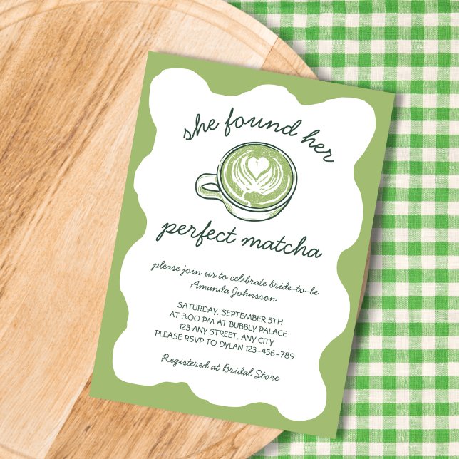 Invitación Su ducha nupcial Matcha Green Tea (Her Perfect Matcha Green Tea Bridal Shower Invitation)
