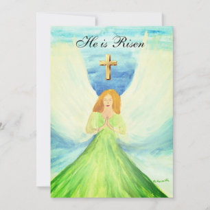 Invitación Su es Risen Watercolor Pascua Angel Invitat