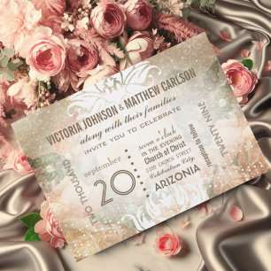 Invitación Su foto en Rosa dorado Boda de Heirloom