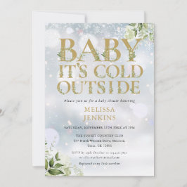 Invitación Su frío fuera de la verde Baby Shower de oro inver