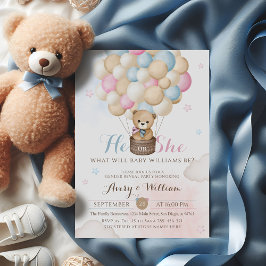 Invitación Su género revela el globo de oso Baby Shower