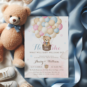 Invitación Su género revela el globo de oso Baby Shower