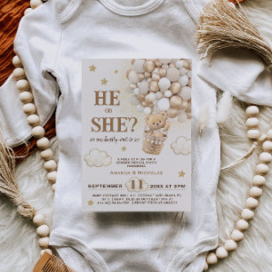 Invitación Su género revela globos de oso de peluche