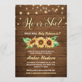 Invitación Su género revela que Fiesta Baby Shower se roció