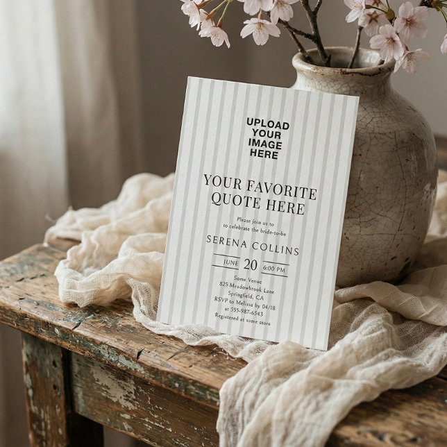 Invitación Su imagen Vintage Stripe Sage Bridal Shower (Subido por el creador)