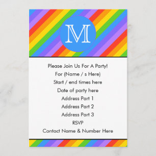 Invitación Su letra, arco iris raya el monograma