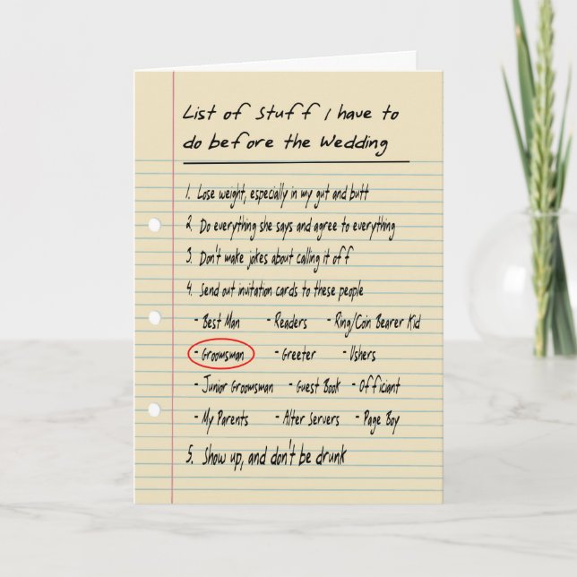 Invitación SU LISTA - ¿Ser mi Groomsman? (Anverso)