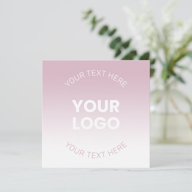 Invitación Su logotipo | Ombre rosa y blanco moderno con polv (Anverso de pie)