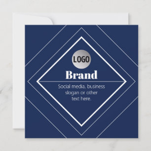 Invitación Su logotipo y diseño moderno personalizable Azul