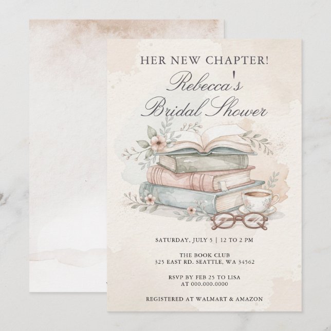 Invitación Su nuevo capítulo Despedida de soltera de cuento (Anverso / Reverso)