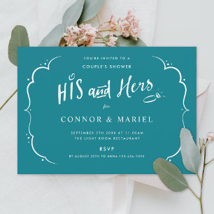 Invitación Su pareja y sus parejas casan ducha turquesa