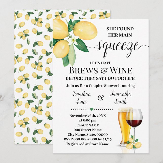 Invitación Su principal apretón se frena y su ducha de novia (Anverso / Reverso)