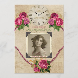 Invitación Su reloj de las perlas de los rosas de la