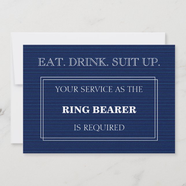 Invitación Su Servicio Como El Ring BEARER Es Azul Requerido (Anverso)
