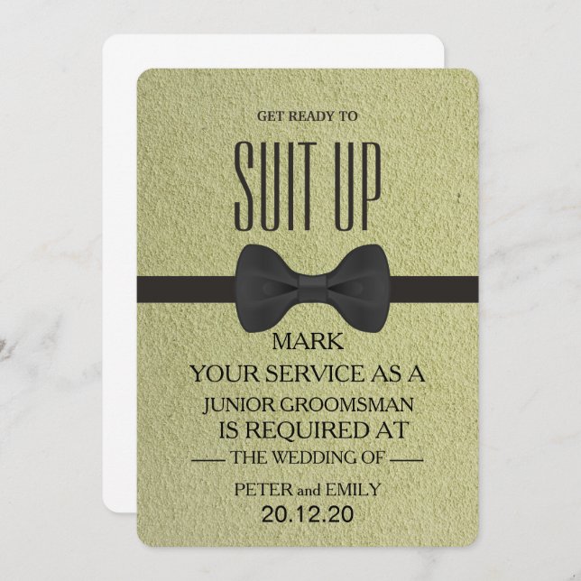 Invitación Su servicio como Groomsman (Anverso / Reverso)