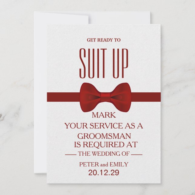 Invitación Su servicio como Groomsman (Anverso)