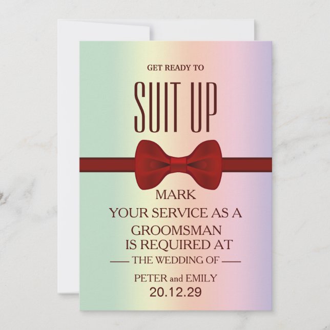 Invitación Su servicio como Groomsman (Anverso)