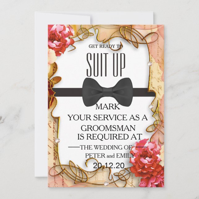 Invitación Su servicio como Groomsman (Anverso)