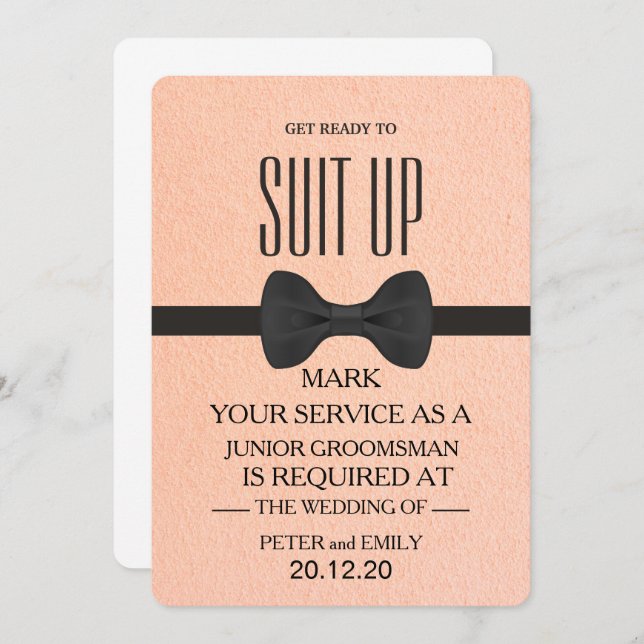 Invitación Su servicio como Groomsman (Anverso / Reverso)