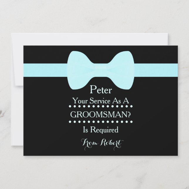 Invitación Su servicio como Groomsman Black Chalkboard Bow (Anverso)