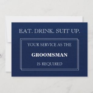 Invitación Su Servicio Como Groomsman Es Necesario Azul