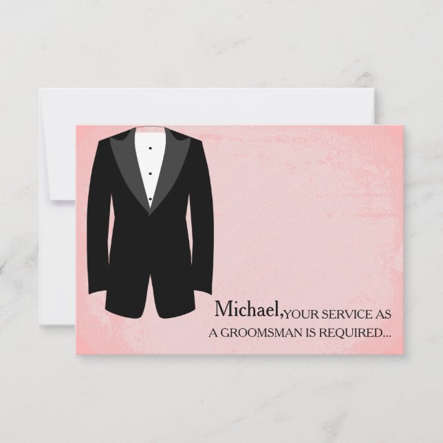 Invitación Su Servicio Como Groomsman Requerido Personalizado (Anverso)