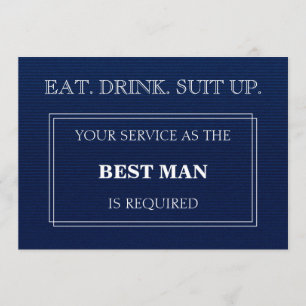 Invitación Su Servicio Como Mejor Hombre Es Azul Requerido