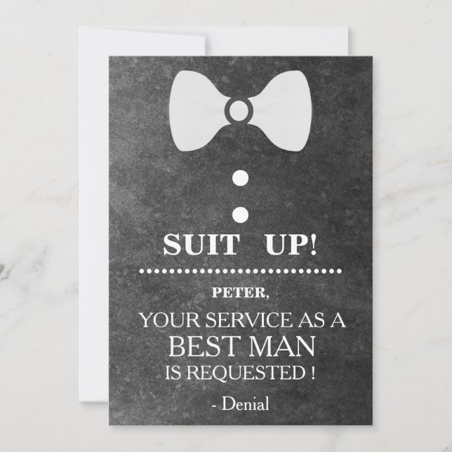 Invitación Su servicio como mejor pedido de hombre (Anverso)