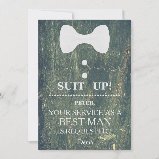 Invitación Su servicio como mejor pedido de hombre (Anverso)