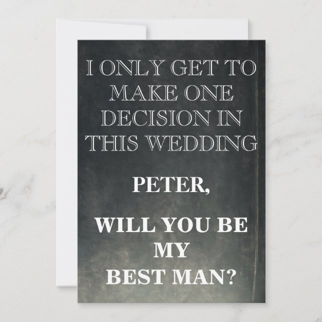 Invitación Su servicio como mejor petición de hombre (Anverso)