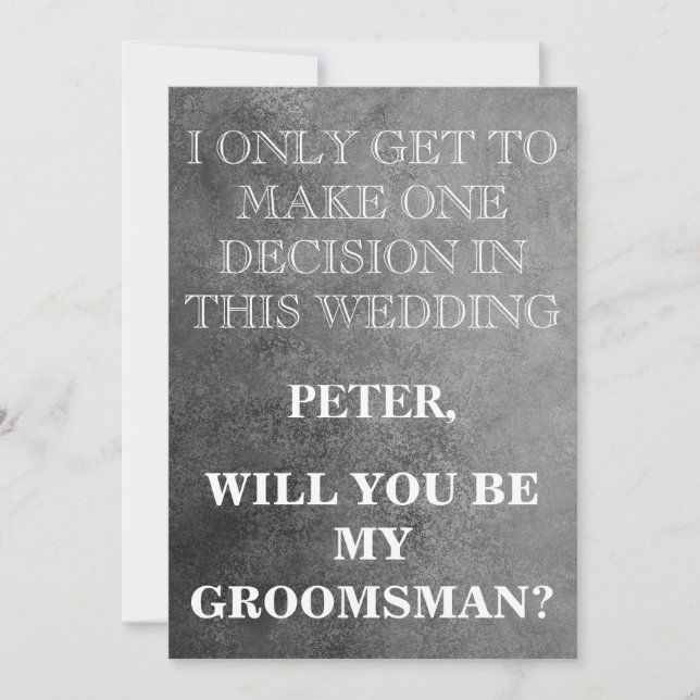 Invitación Su servicio como petición de Groomsman (Anverso)