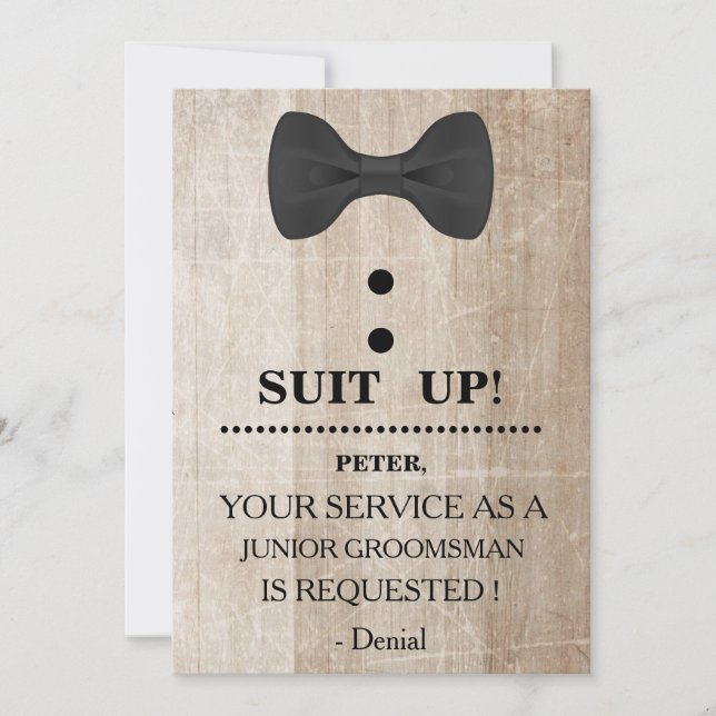 Invitación Su servicio como petición de Groomsman (Anverso)