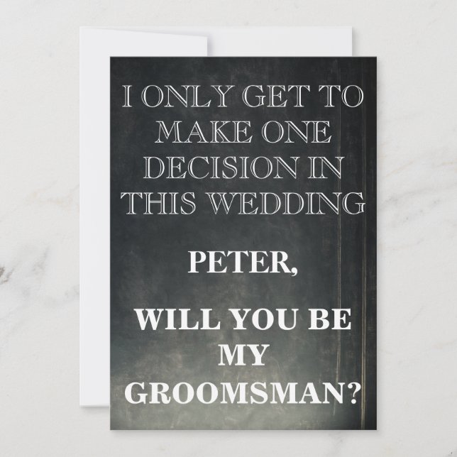 Invitación Su servicio como petición de Groomsman (Anverso)